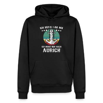 Aurich Urlaub - Männer Premium Bio Hoodie - Schwarz - Vorne - Nico (187cm)