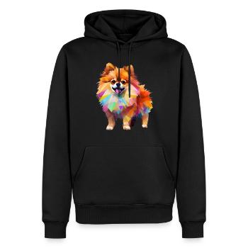 Zwergspitz Geometrisch Zeichnung - Männer Premium Bio Hoodie - Schwarz - Vorne - Nico (187cm)