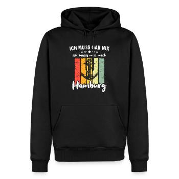 Hamburg - Männer Premium Bio Hoodie - Schwarz - Vorne - Nico (187cm)