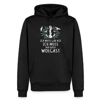 Wolgast Sprüche Wolgaster Spruch - Männer Premium Bio Hoodie - Schwarz - Vorne - Nico (187cm)