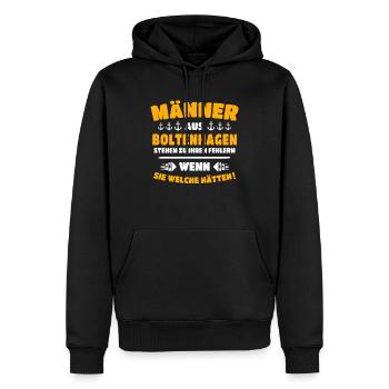 Boltenhagen Mann Boltenhagener Männer - Männer Premium Bio Hoodie - Schwarz - Vorne - Nico (187cm)