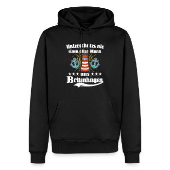Boltenhagen Mann Boltenhagener Männer - Männer Premium Bio Hoodie - Schwarz - Vorne - Nico (187cm)