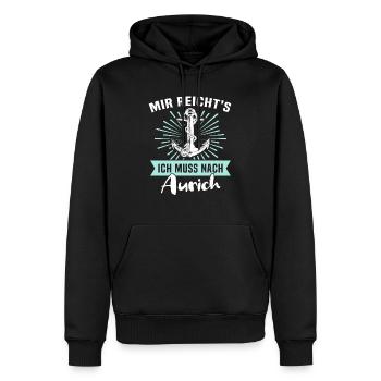 Aurich Sprüche - Männer Premium Bio Hoodie - Schwarz - Vorne - Nico (187cm)