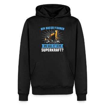 Baggerführer Baggerfahrer - Männer Premium Bio Hoodie - Schwarz - Vorne - Nico (187cm)