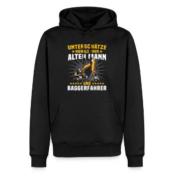 Baggerführer Baggerfahrer - Männer Premium Bio Hoodie - Schwarz - Vorne - Nico (187cm)