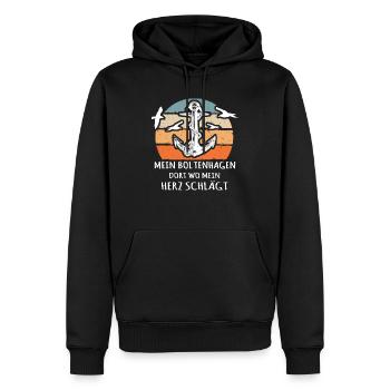 Boltenhagen Sprüche - Männer Premium Bio Hoodie - Schwarz - Vorne - Nico (187cm)