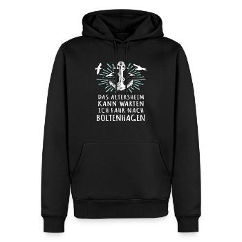 Boltenhagen Sprüche - Männer Premium Bio Hoodie - Schwarz - Vorne - Nico (187cm)