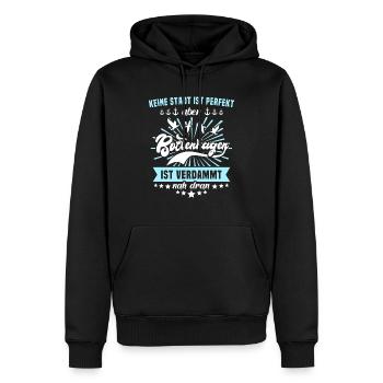 Boltenhagen Sprüche - Männer Premium Bio Hoodie - Schwarz - Vorne - Nico (187cm)