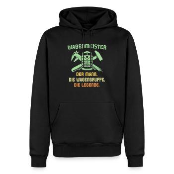 Wagenmeister Männer - Männer Premium Bio Hoodie - Schwarz - Vorne - Nico (187cm)