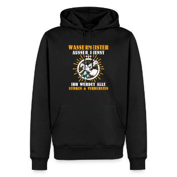 Wassermeister Sprüche - Männer Premium Bio Hoodie - Schwarz - Vorne - Nico (187cm)
