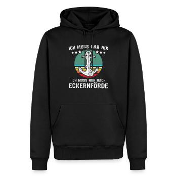 Eckernförde Urlaub - Männer Premium Bio Hoodie - Schwarz - Vorne - Nico (187cm)