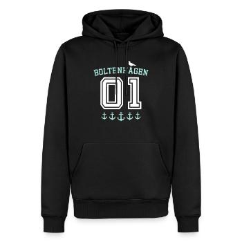 Boltenhagen Boltenhagener - Männer Premium Bio Hoodie - Schwarz - Vorne - Nico (187cm)