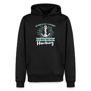 Hamburg Hamburger - Männer Premium Bio Hoodie - Schwarz - Vorne - Nico (187cm)