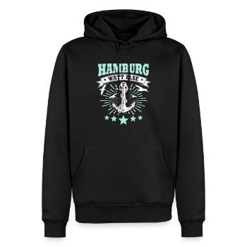 Hamburg Hamburger - Männer Premium Bio Hoodie - Schwarz - Vorne - Nico (187cm)