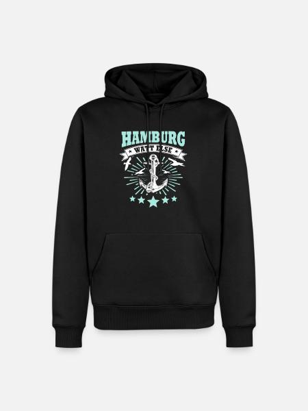 Hamburg Hamburger - Männer Premium Bio Hoodie - Schwarz