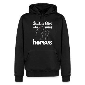 Just a girl who loves horses funny horse riding - Sweat à capuche Premium bio Homme - noir - Devant - Nico (187cm)