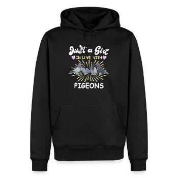 Pigeon colombophile fille - Sweat à capuche Premium bio Homme - noir - Devant - Nico (187cm)