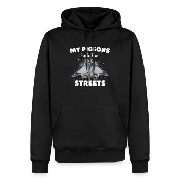 Pigeons Colombophiles - Sweat à capuche Premium bio Homme - noir - Devant - Nico (187cm)