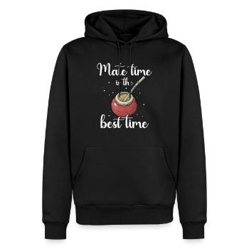 Mate Tee Bombilla - Männer Premium Bio Hoodie - Schwarz - Vorne - Nico (187cm)