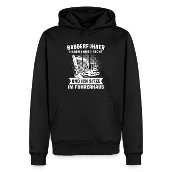 Baggerführer Baggerfahrer - Männer Premium Bio Hoodie - Schwarz - Vorne - Nico (187cm)
