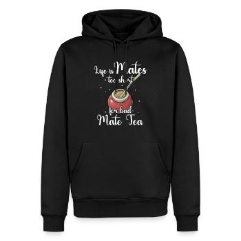 Thé Yerba mate - Sweat à capuche Premium bio Homme - noir - Devant - Nico (187cm)