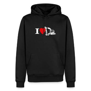 J’adore les pelles hydrauliques - Sweat à capuche Premium bio Homme - noir - Devant - Nico (187cm)