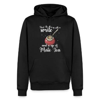Mate Tee Bombilla - Männer Premium Bio Hoodie - Schwarz - Vorne - Nico (187cm)