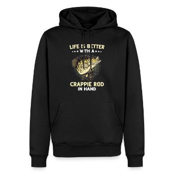 Pêche au poisson-lune Pêche à la merde - Sweat à capuche Premium bio Homme - noir - Devant - Nico (187cm)