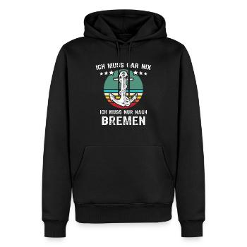 Bremen Urlaub - Männer Premium Bio Hoodie - Schwarz - Vorne - Nico (187cm)