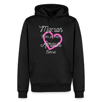 Maman mon premier Amour éternel - Sweat à capuche Premium bio Homme - noir - Devant - Nico (187cm)