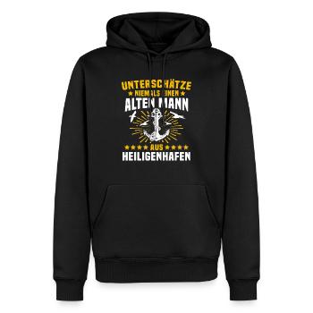 Heiligenhafen Unterschätze Heiligenhafener Mann - Männer Premium Bio Hoodie - Schwarz - Vorne - Nico (187cm)
