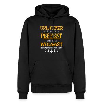 Wolgast Urlaub Sprüche - Männer Premium Bio Hoodie - Schwarz - Vorne - Nico (187cm)