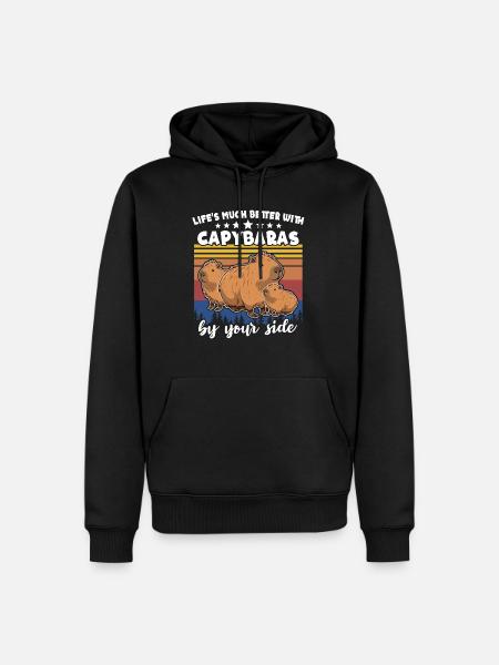 Capybara - Männer Premium Bio Hoodie - Schwarz
