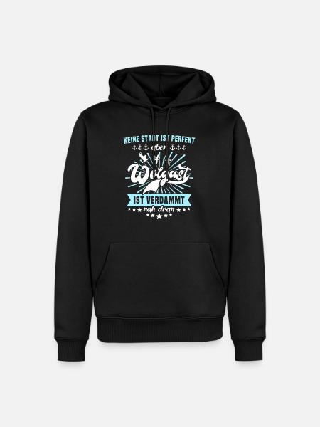 Wolgast Sprüche - Männer Premium Bio Hoodie - Schwarz