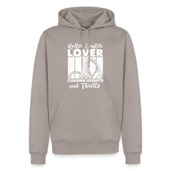 Roller Coaster - Männer Premium Bio Hoodie - Taupe - Vorne - Nico (187cm)