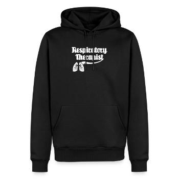 Atemtherapeut Lunge - Männer Premium Bio Hoodie - Schwarz - Vorne - Nico (187cm)
