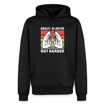 Atemtherapeut Lunge - Männer Premium Bio Hoodie - Schwarz - Vorne - Nico (187cm)