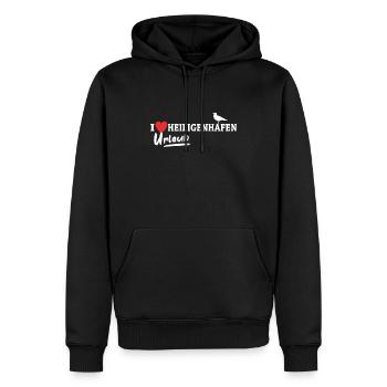 Heiligenhafen Liebe Heiligenhafener - Männer Premium Bio Hoodie - Schwarz - Vorne - Nico (187cm)