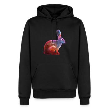Kosmisches Kaninchen & Singularitätsauge - Männer Premium Bio Hoodie - Schwarz - Vorne - Nico (187cm)