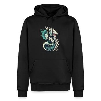 Buchstabe S mit Drache - Männer Premium Bio Hoodie - Schwarz - Vorne - Nico (187cm)