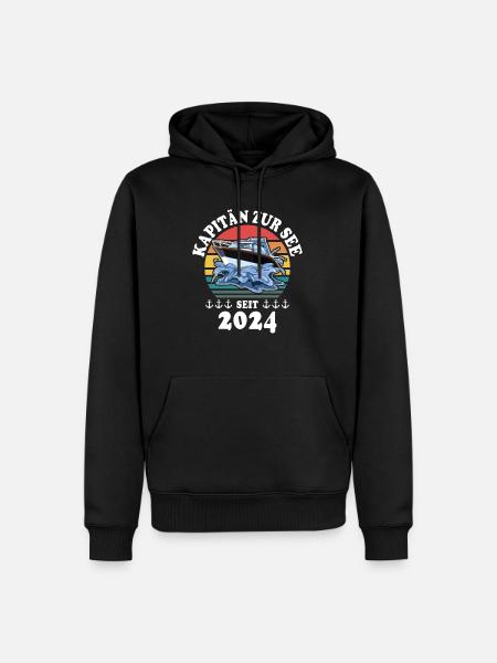 Boot Bootsführerschein 2024 Kapitän - Männer Premium Bio Hoodie - Schwarz