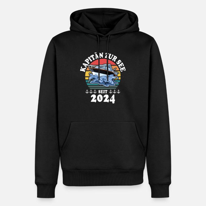 Boot Bootsführerschein 2024 Kapitän - Männer Premium Bio Hoodie - Schwarz