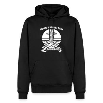 Zinnowitz - Männer Premium Bio Hoodie - Schwarz - Vorne - Nico (187cm)