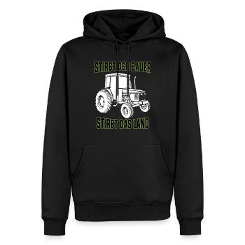 Stirbt der Bauer stirbt das Land Bauernproteste - Männer Premium Bio Hoodie - Schwarz - Vorne - Nico (187cm)