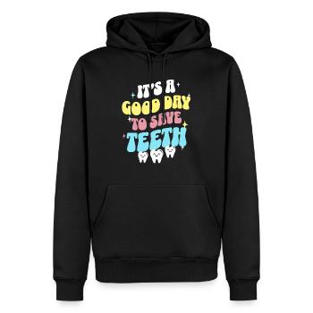 Dentiste Retro Zahnarzt - Sweat à capuche Premium bio Homme - noir - Devant - Nico (187cm)