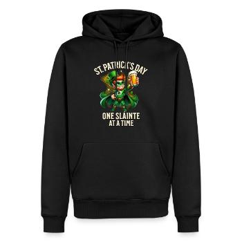 Fête de la Saint-Patrick - Sweat à capuche Premium bio Homme - noir - Devant - Nico (187cm)