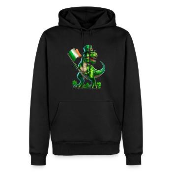 St. Patrick's Day T-Rex: Irischer Stolz - Männer Premium Bio Hoodie - Schwarz - Vorne - Nico (187cm)