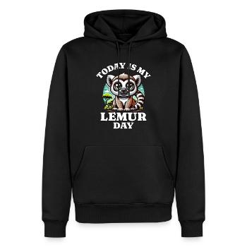 Lémurien - Sweat à capuche Premium bio Homme - noir - Devant - Nico (187cm)