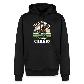 Cardio arabe - Sweat à capuche Premium bio Homme - noir - Devant - Nico (187cm)