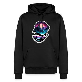 Silhouette / Wald / Porträt / Bäume / Person - Männer Premium Bio Hoodie - Schwarz - Vorne - Nico (187cm)